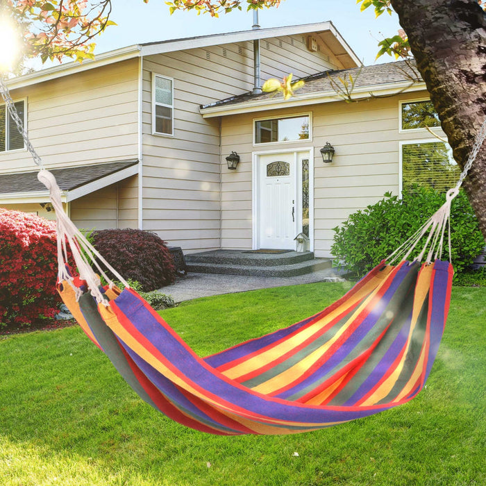 Outsunny 79\"x40\" Outdoor Hammock Bed Swing Chair, Patio Lounge Garden Camping Hiking Travel Hammock 
