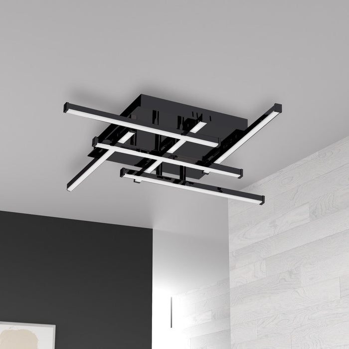 Dainolite Summit LED Flush Mount 20w Matte Black White Acrylic Diffuser Lamp