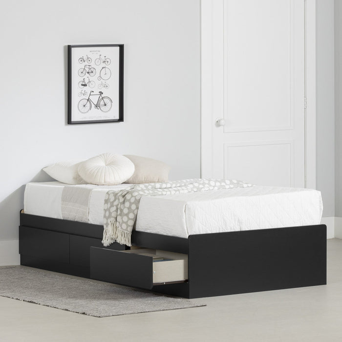 Vito Mate's Platform Storage Bed With 3 Drawers - Pure Black 