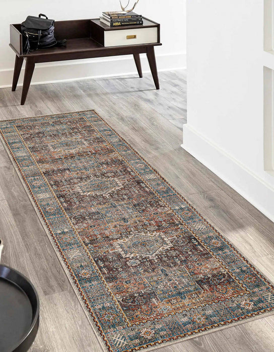 Dulce Traditional 2'6\" x Runner Rug in Multi Indoor Area Rug 