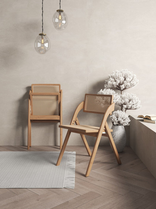 Lambinet Industry Chic Wood Folding Chair in Natural - Set of 4 Dining Chair 