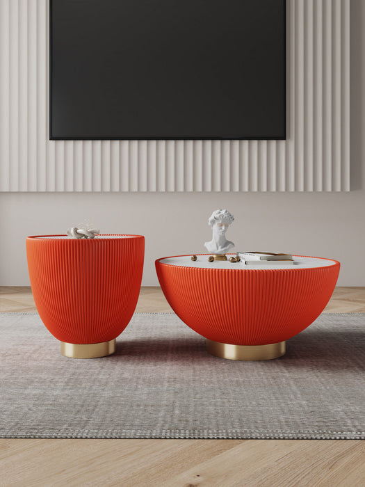 Anderson Modern 2-Piece Coffee Table & End Table Set in Orange 