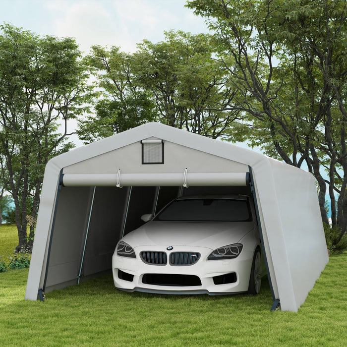 Outsunny 11' X 20' Portable Garage Carport With Ventilation Windows, Grey