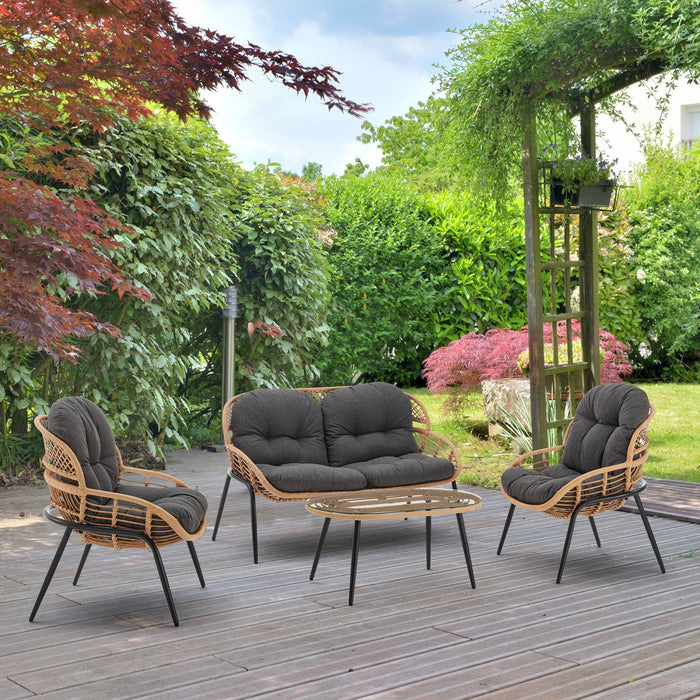 Pine Modern 4-Piece Conversation Set in Gray Patio Seating Package 