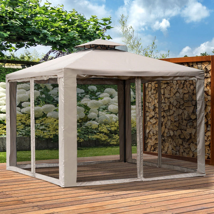 Outsunny 10' X 10' Patio Gazebo Outdoor Pavilion 2 Tire Roof Canopy Shelter Garden Event Party Tent 