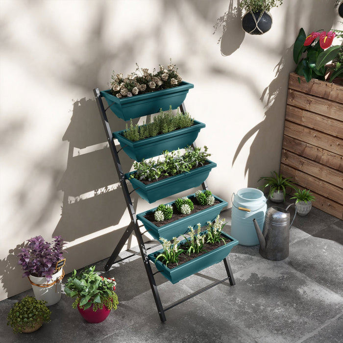 Outsunny 5-tier Raised Garden Bed With 5 Planter Boxes, Outdoor Plant Stand Grow Containers With Lea