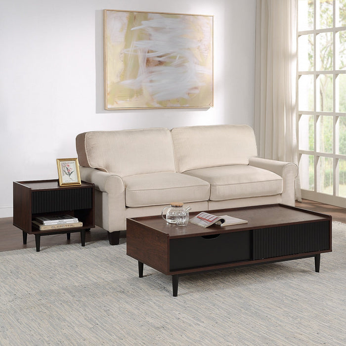 Duane Mid-Century Modern 2-Piece Coffee Table & End Table Set in Black 
