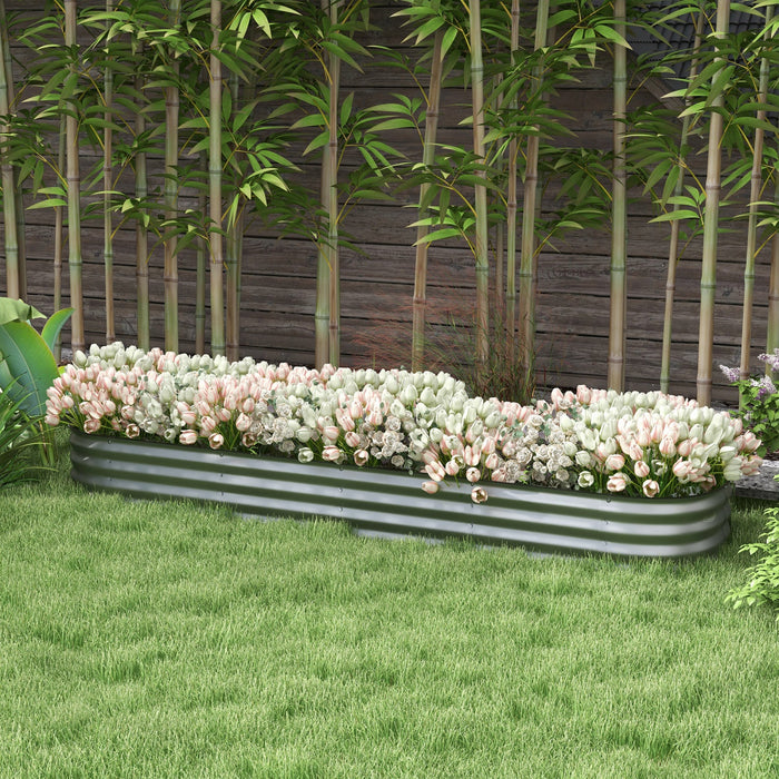 Outsunny 7.9' X 2' X 1' Galvanized Raised Garden Bed Kit, Metal Elevated Planter Box With Safety Edg