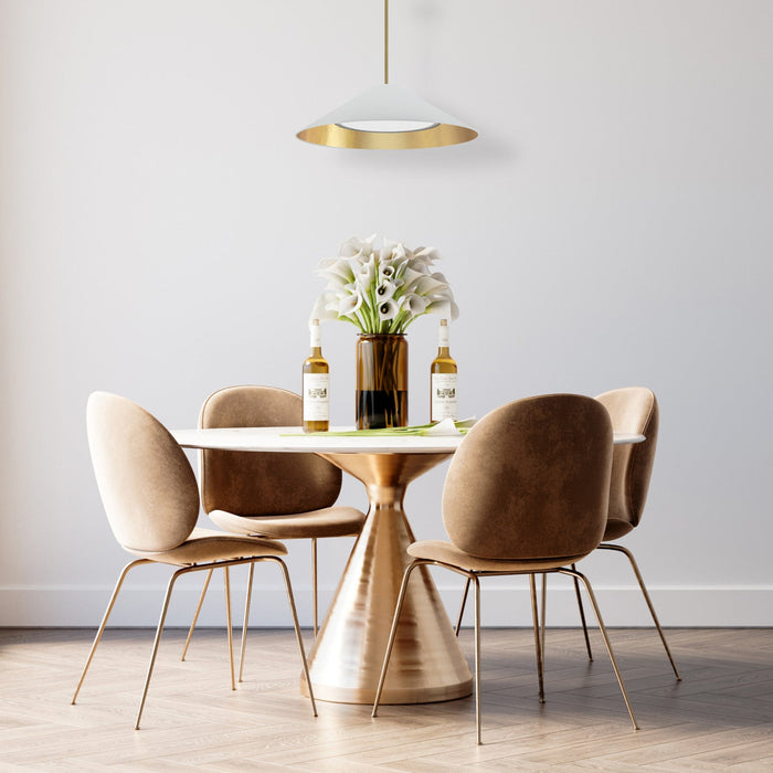 Dainolite Padme Pendant 30w Aged Brass White/Gold Shade Lamp