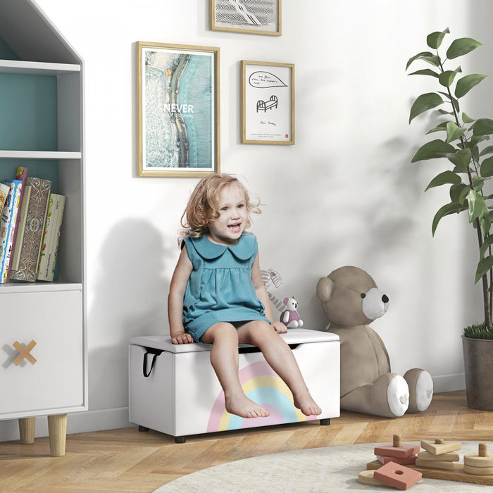Qaba Toy Chest, Kids Toy Bench Box, Lightweight Storage Bench With Lid And Side Handles, For Nursery