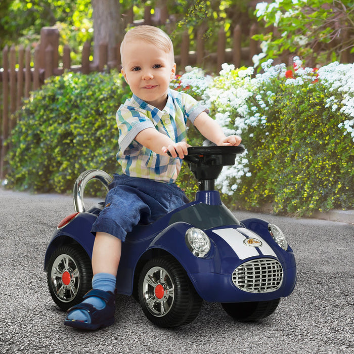 Qaba Baby Car, Push Car With Music, Horn, Light, Foot To Floor Sliding Ride On Car For Toddlers, Dar