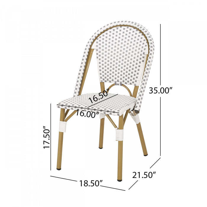 Julien Faux Ratten and Aluminum French Bistro Chairs, Set of 2 - Grey and White 
