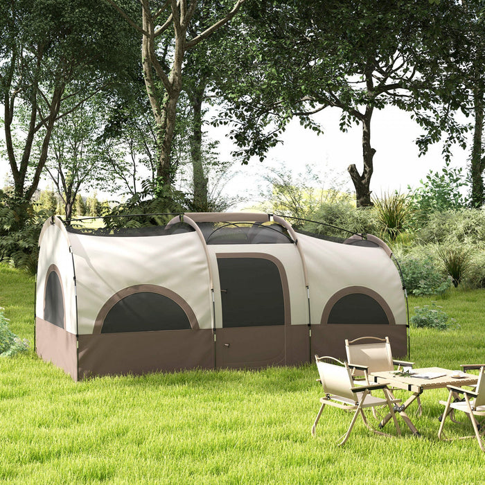 Outsunny 4-6 Person Camping Tent, 3000mm Waterproof And Upf30+, Khaki
