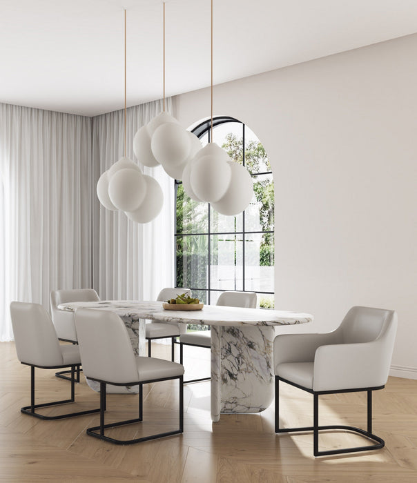 Serena Modern 6-Piece Dining Set in Light Gray Dining Chair 