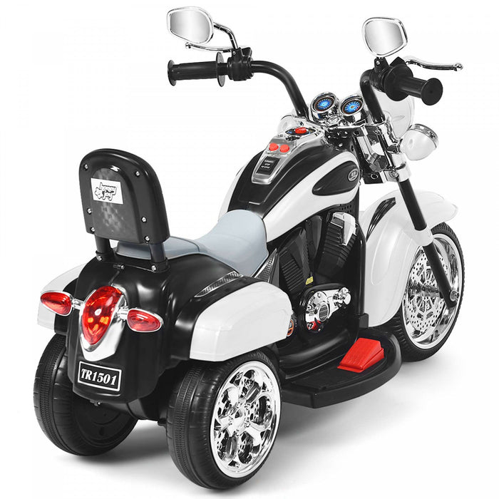 Costway 3 Wheel Kids Ride On Motorcycle 6v Battery Powered Electric Toy White