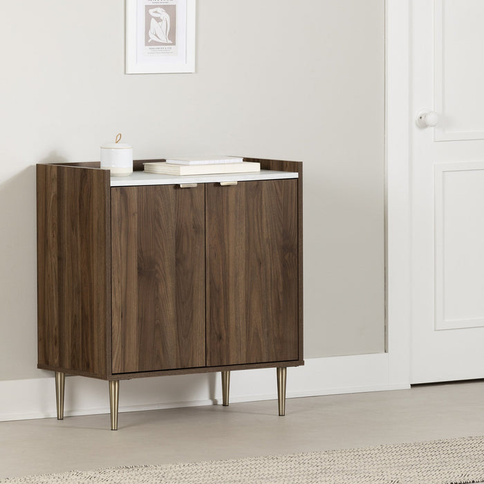 Maliza 2-Door Storage Cabinet - Faux Carrara Marble