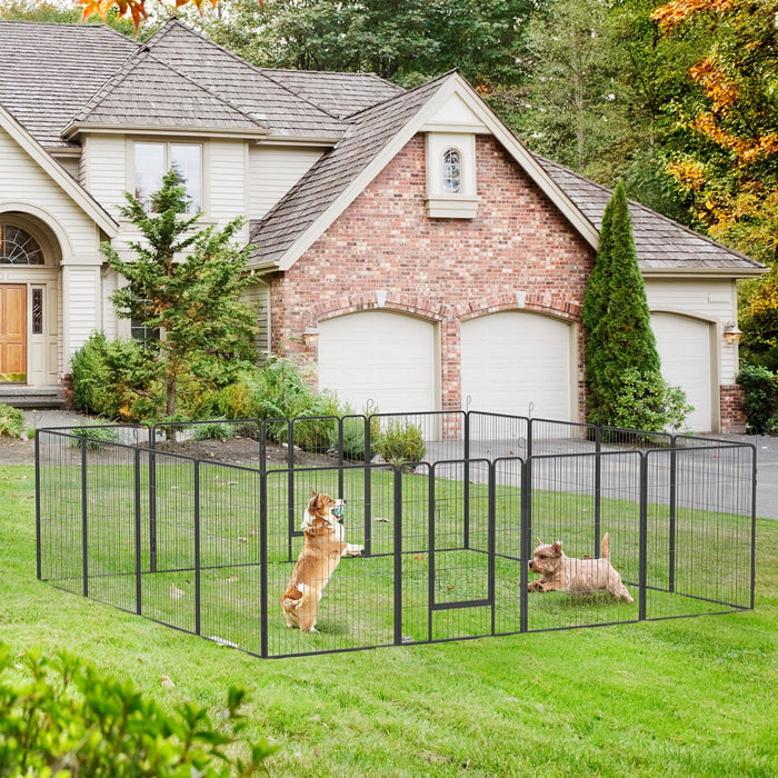 Pawhut Heavy Duty Dog Playpen, 16 Panel 39\" Height Metal Pet Puppy Exercise Pen, Diy Design, Outdoor