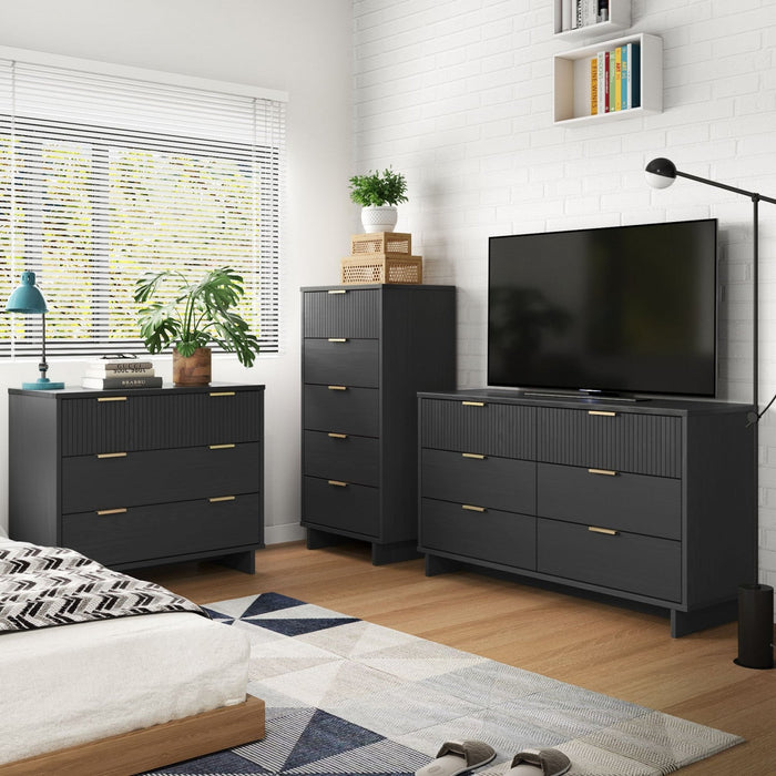 Granville Modern 3-Piece Dresser Set in Charcoal Gray 