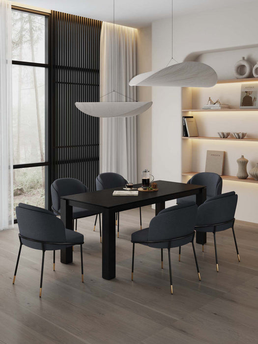 Flor and Rockaway Modern Industry Chic 7-Piece Dining Set in Black 