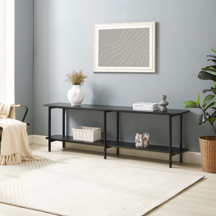 Celine Contemporary Modern 71\" Console Table in Black (2-Shelf) 
