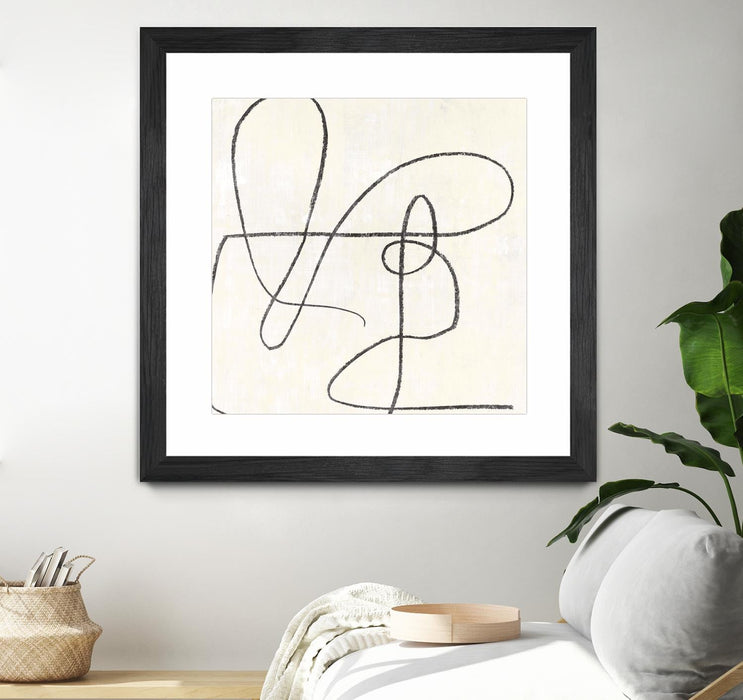 \"Juxtaposing\" Matted and Framed Black 36x36 Wall Art