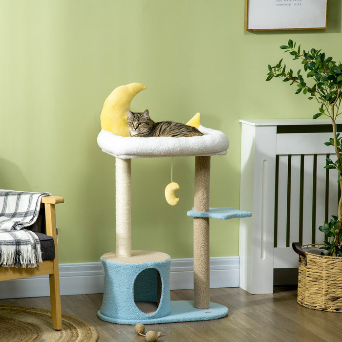 Pawhut 41\" Lovely Cat Tree For Indoor Cats With Teddy Fleece House And Bed, Kitten Tower With Scratc