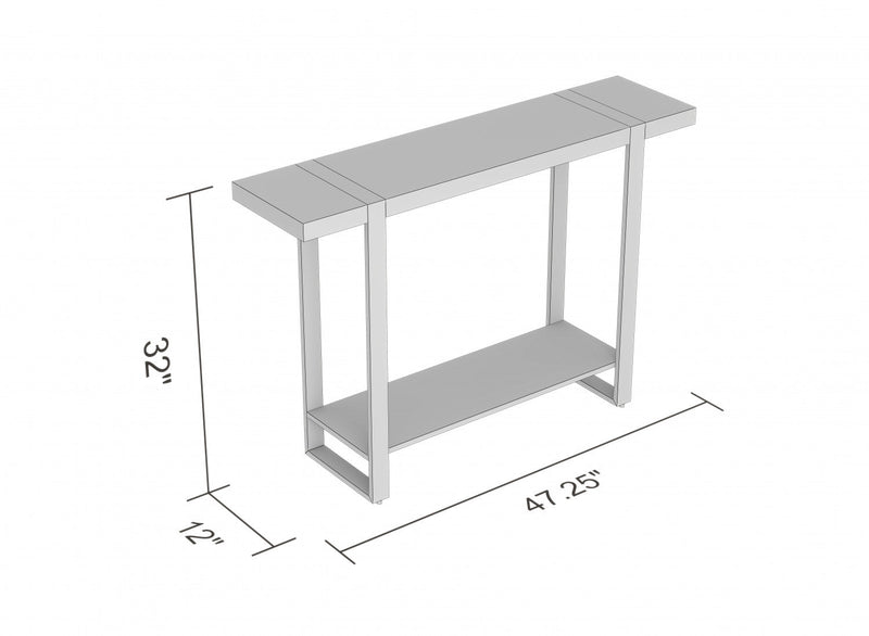 47” Console Table With 1 Shelf - Dark Taupe With Black Metal 