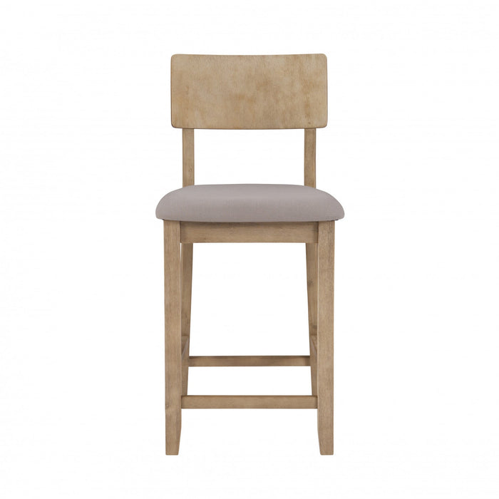Jorissen Linen-Look Fabric Counter-Height Stool - Grey