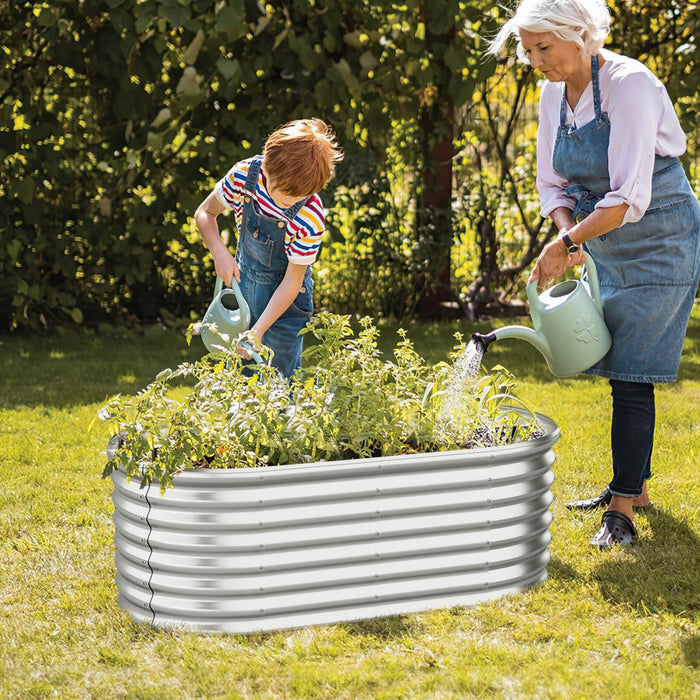 Costway 2 Pcs Raised Garden Bed Kit Planter Raised Garden Boxes Outdoor 65" X 32" X 24" Silver