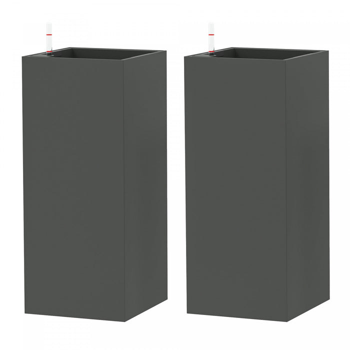 Outsunny 2 Pack Plastic Planter, 11 Inch Outdoor Planters, Dark Grey