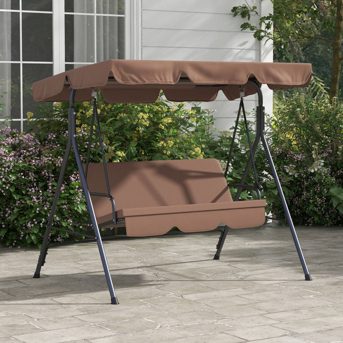 Outsunny 3-seat Patio Swing Chair With Adjustable Canopy Brown
