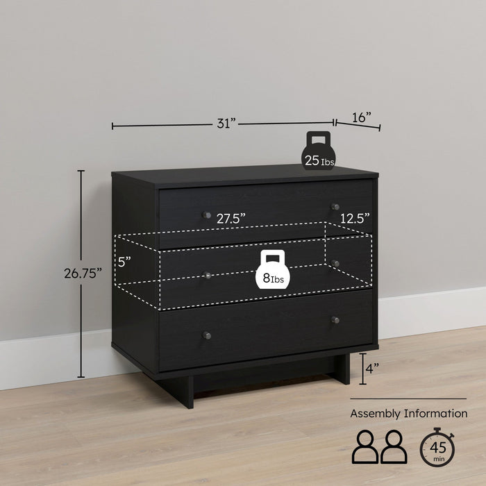 Finnley 3-drawer Nightstand - Black Oak 