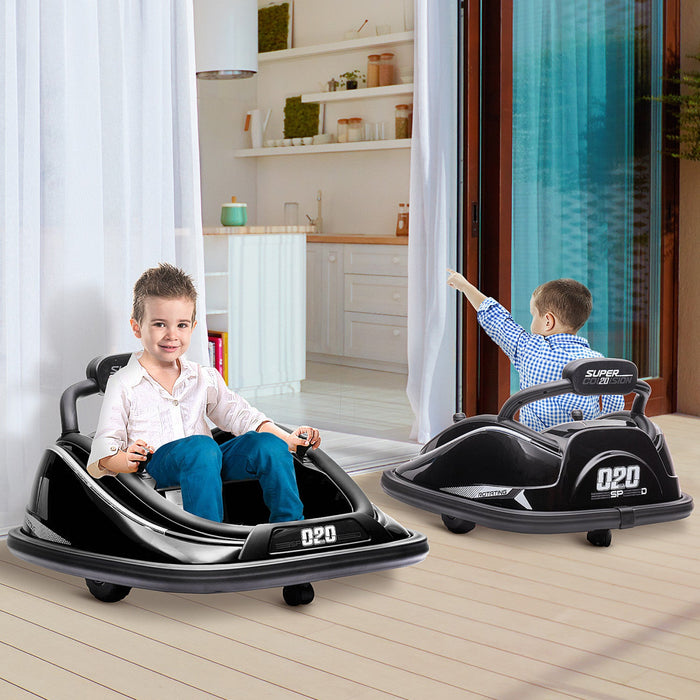 Aosom 12v Kids Bumper Car, 360° Rotation Electric Powered Ride-On Car, Twins Motor Battery Powered T