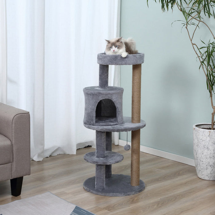 Pawhut 41 Inches Cat Tree, Multi-level Cat Tower With Condo, Cute Cat Activity Center With Sisal Scr