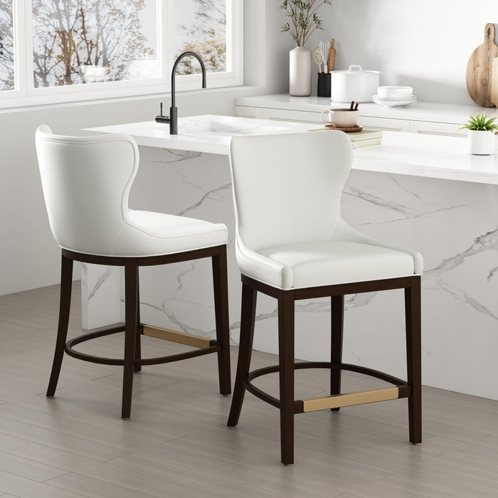 Blair Modern Wood Upholstered Counter Stool in White - Set of 2 Bar Stool 