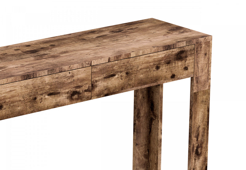 40” Console Table With 2 Drawers And Shelf - Brown Reclaimed Wood 