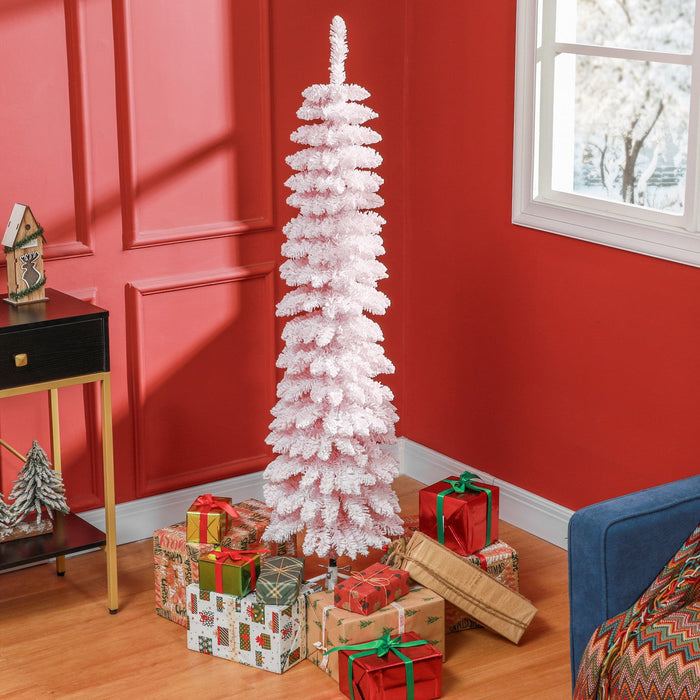 HOMCOM 5' Artificial Christmas Tree with Realistic Branches Pink
