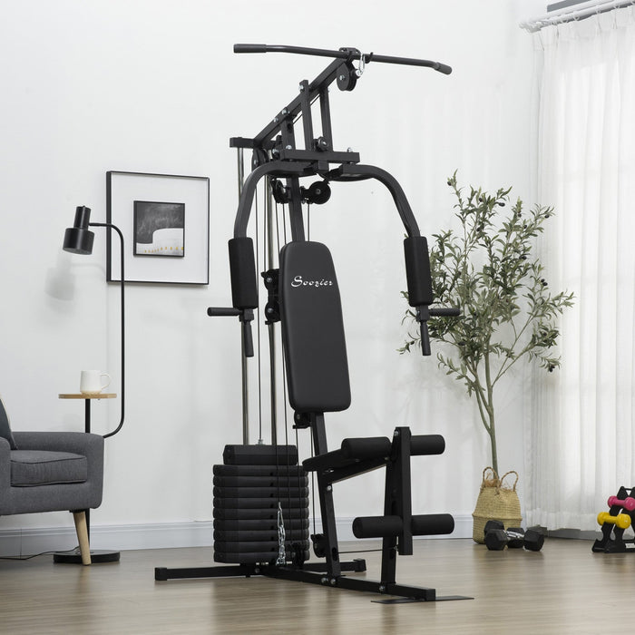Soozier Home Gym Machine, Multifunction Gym Equipment With 99lbs Weight Stack For Back, Chest, Arm, 