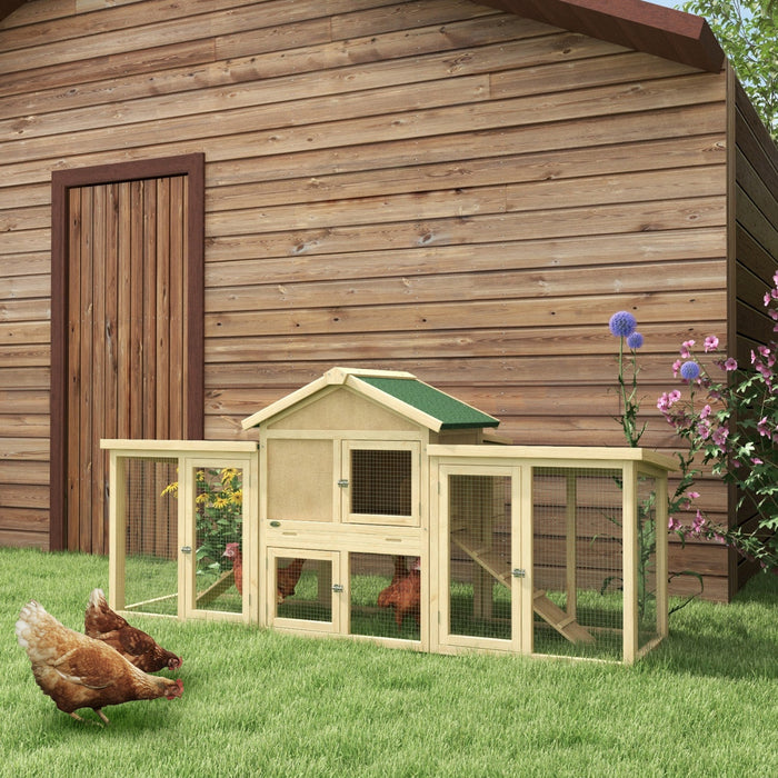 Pawhut 80\" Chicken Coop, Wooden Hen House Large Rabbit Hutch Poultry Cage Pen With Nesting Box, Run,