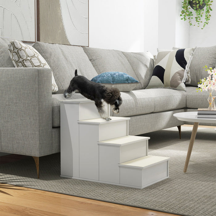 Pawhut Pet Stairs Dog Steps For High Bed, 4 Levels Dog Stairs For Car, Wooden Cat Ladder With Non-sl