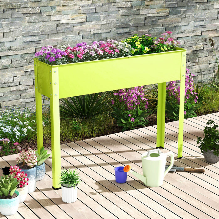 Costway 40" Raised Garden Bed With Legs Metal Elevated Planter Box Drainage Hole Backyard Green
