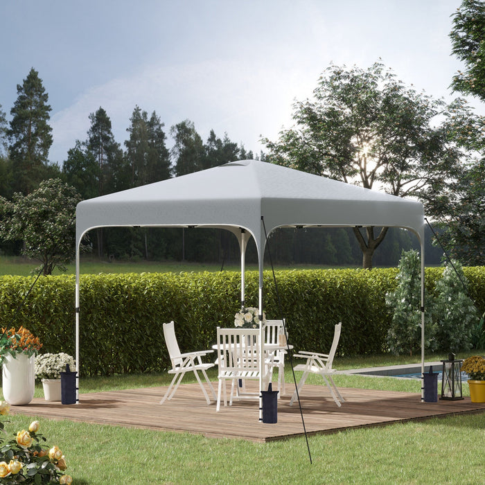 Outsunny 10' X 10' Pop Up Gazebo, Foldable Canopy Tent With Carrying Bag With Wheels, 4 Leg Weight B