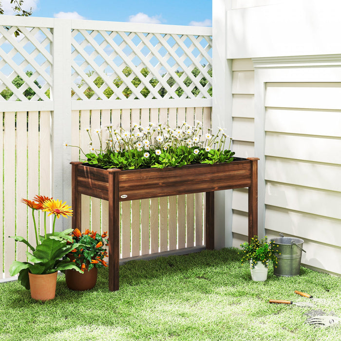 Outsunny 48"x22"x30" Elevated Planter Box, Wooden Patio Raised Garden Bed