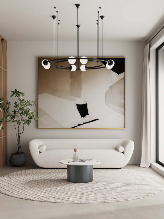 Alondra Modern Glam Sintered Stone Top Coffee Table in Black 