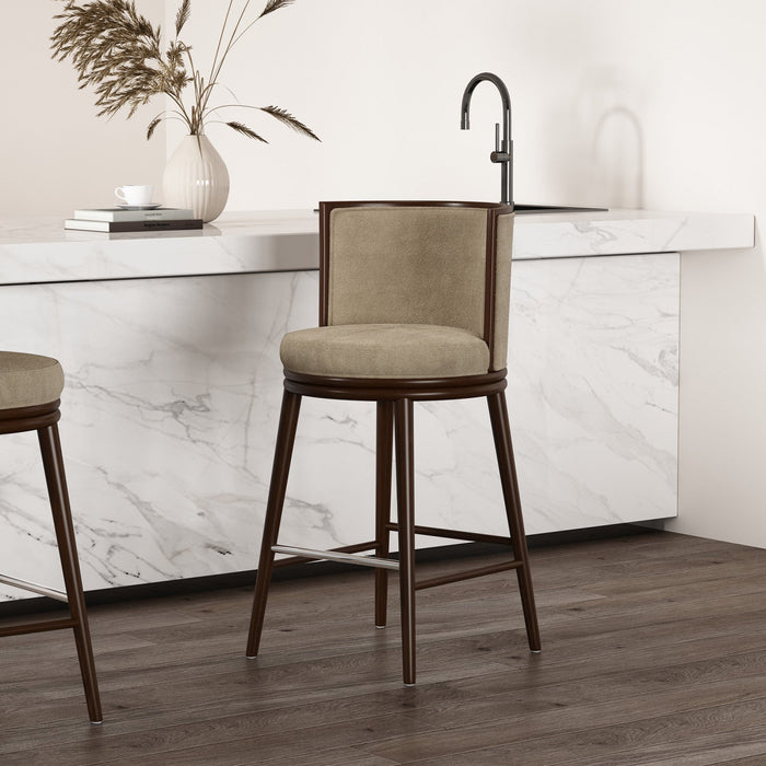 Evalyn Modern Wood Upholstered Barstool in Natural 