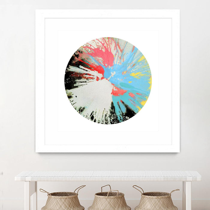 \"Spin Art 10\" Matted and Framed White 36x36 Wall Art