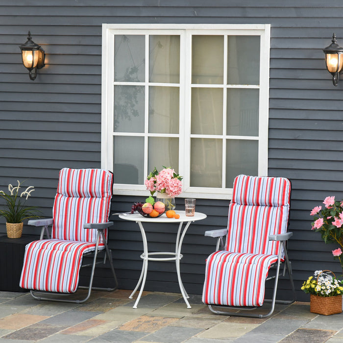 Outsunny Set Of 2 Garden Sun Lounger, Outdoor Recliner, Grey And Red