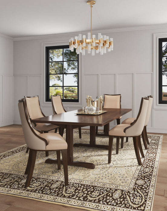 Grand Traditional Wood Upholstered Dining Chair in Tan - Set of 4 