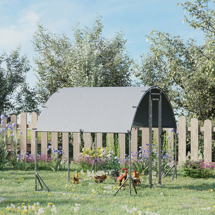 Pawhut Galvanized Large Metal Chicken Coop Cage Walk-in Enclosure Poultry Hen Run House Playpen Rabb