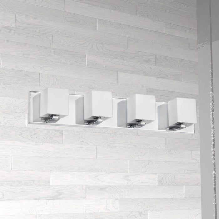 Dainolite Verona 4 Light Vanity Light Polished Chrome Finish White Glass Shade Lamp